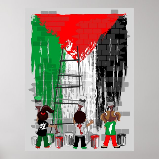 Póster Children of Gaza Painting Palestine Flag  (Frente)