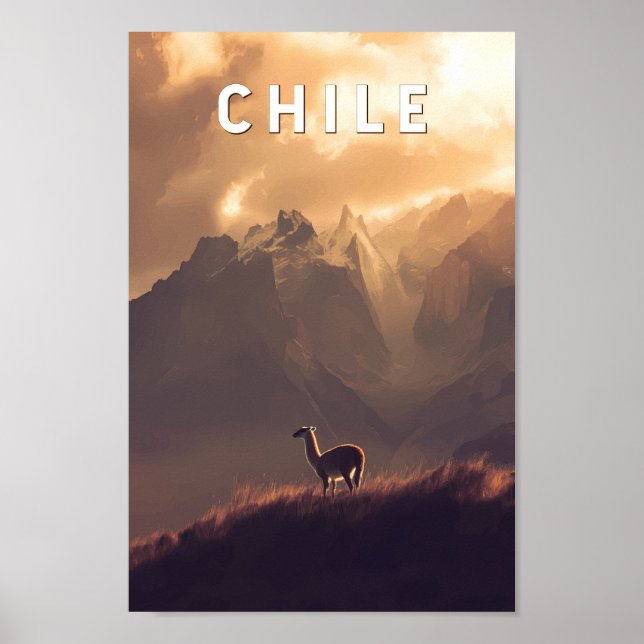 Póster Chile Illustration Travel Art Vintage (Frente)