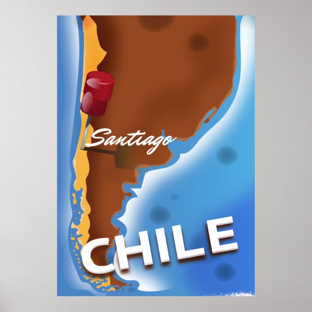 Póster Chile santiago Vintage Travel poster (Frente)