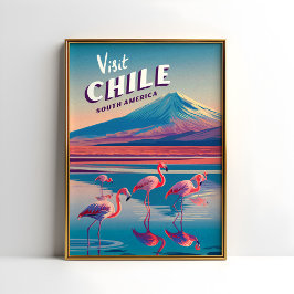 Póster Chile Sudamérica Poster de Viajes Vintage Flamingo