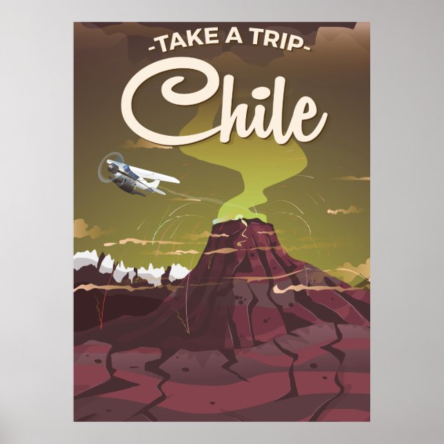 Póster Chile Volcano vintage travel poster (Frente)