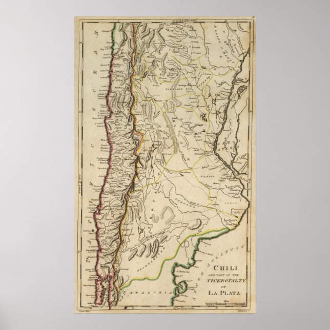 Póster Chile Y Parte Del Virreinato De La Plata (Frente)