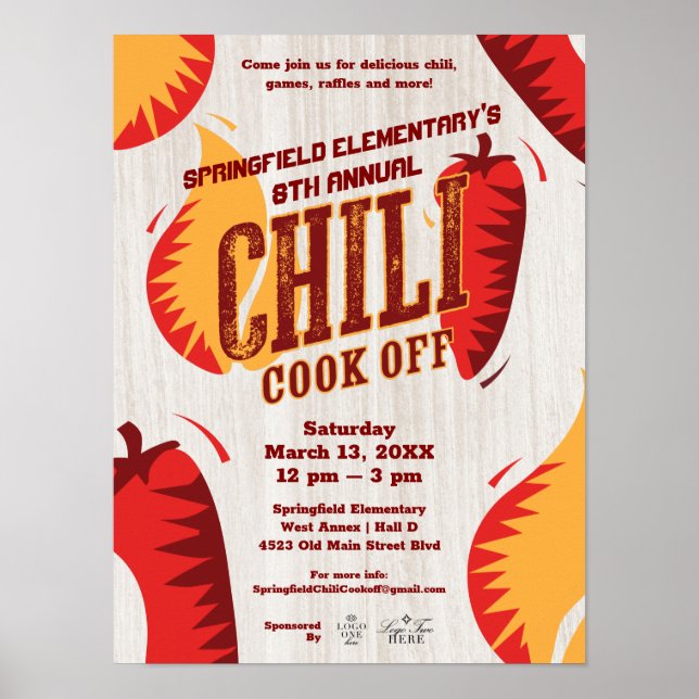 Póster Chili Cook Off | Concurso de Cocina BBQ (Frente)