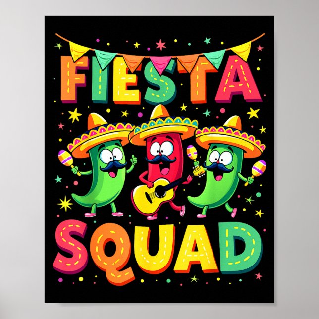 Póster Chili Peppers Mexicanos Equipo De Fiesta Cinco De  (Frente)