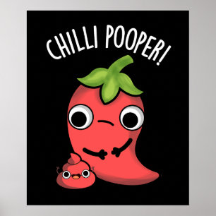Póster Chili Poooper Funny Pepper Pun Dark BG