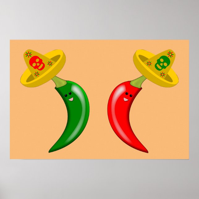 Póster Chilis del Día de los Muertos Mexicanos (Frente)