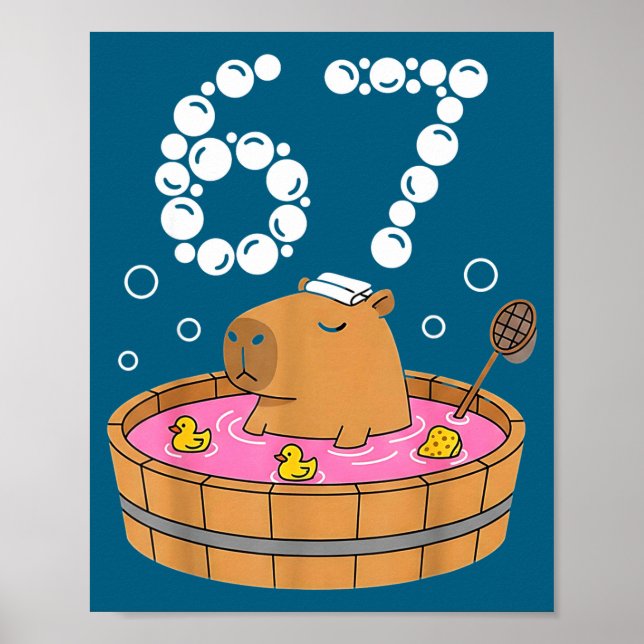 Póster Chill Bath Tub Capybara Sauna 67 Relaxed Animal Fu (Frente)