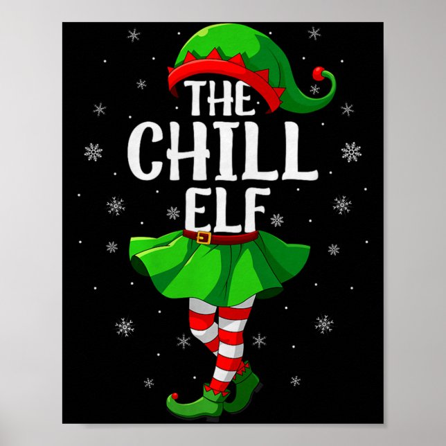 Póster Chill Elf Christmas Girls Women Elf Squad Xmas Fam (Frente)