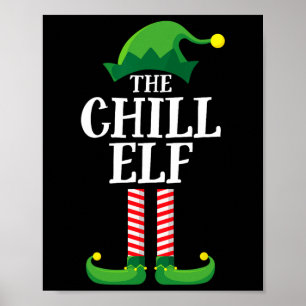 Póster Chill Elf Matching Family Group Navidad Fiesta