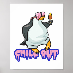 Póster chill out pingüino