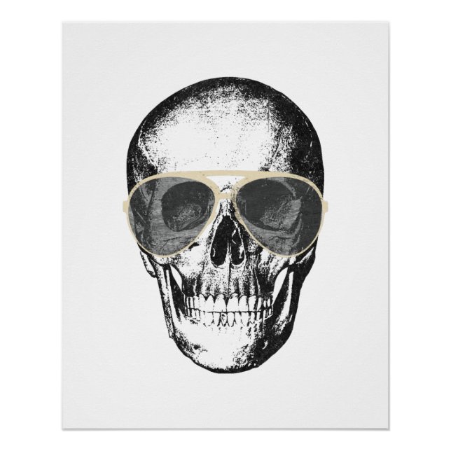 Póster Chill Skull Vintage Gafas de sol (Anverso)