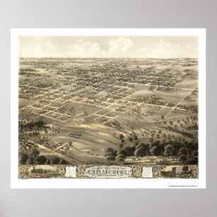 Póster Chillicothe, MO Mapa Panorámico - 1869