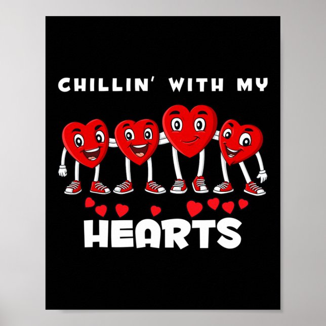Póster Chillin Con Mi Corazón Día de San Valentín Diverti (Frente)