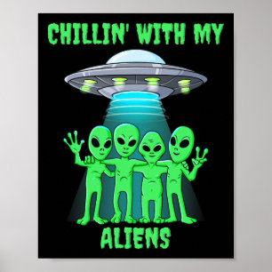 Póster Chillin Con Mis Alienígenas Halloween Chicas Niños