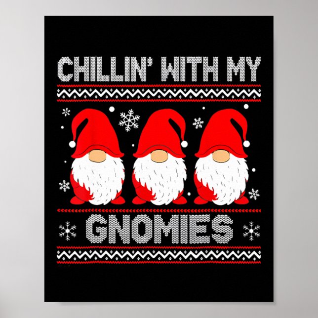 Póster Chillin Con Mis Gnomies Que Coinciden Con Navidade (Frente)
