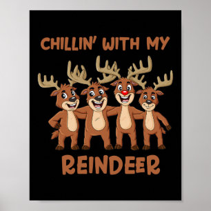 Póster Chillin con mis Navidades renos Chicas niños