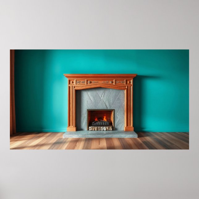 Póster Chimenea acogedora (Frente)