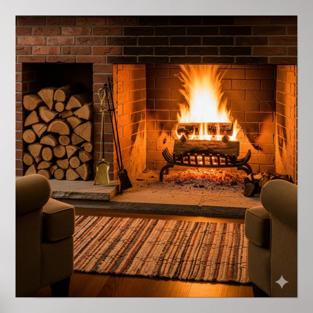 Póster Chimenea ardiente (Frente)