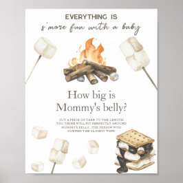 Póster Chimenea baby shower - ¿Cuán grande es la barriga 