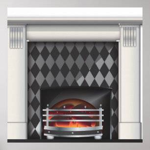 Póster Chimenea cálida y acogedora