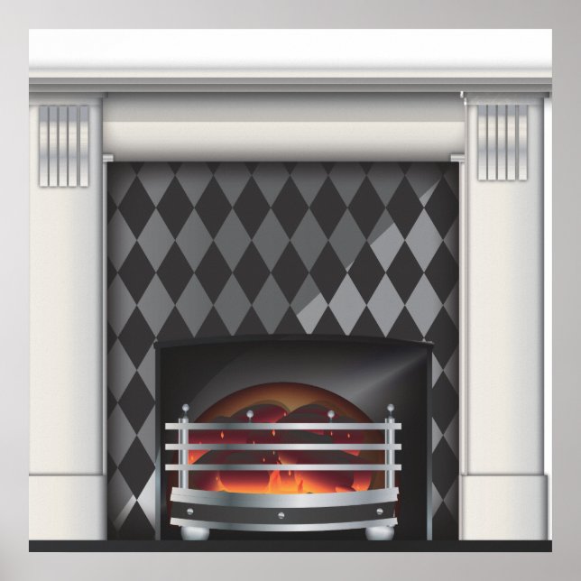 Póster Chimenea cálida y acogedora (Frente)