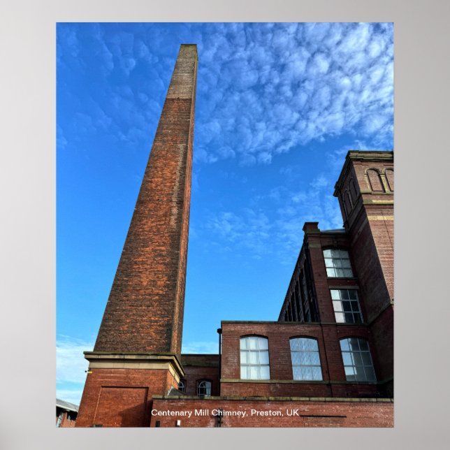 Póster Chimenea de la Centenary Mill, Preston, Inglaterra (Frente)