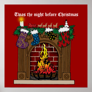 Póster Chimenea en la víspera de los Navidades