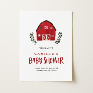Póster Chimenea Roja A La Acuarela Baby Shower Casa Rural