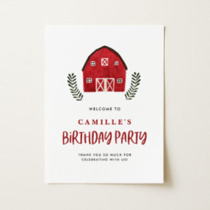 Póster Chimenea Roja Acuarela Baby Shower Casa de Campo R