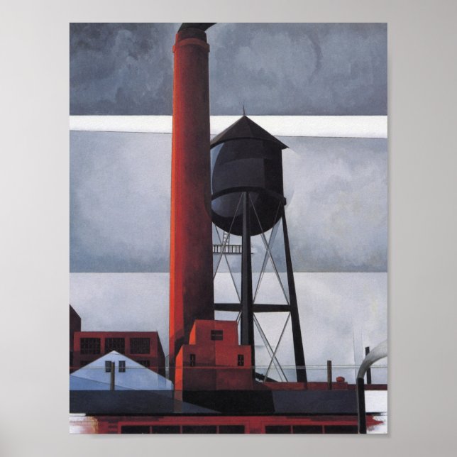 Póster Chimenea y Torre del Agua (por Charles Demuth) (Frente)