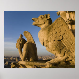 Póster Chimera on facade of Notre Dame Cathedral,