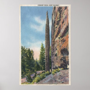 Póster Chimney Rock on Cody Highway, Montana View