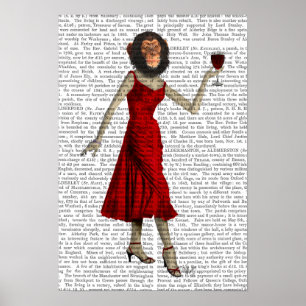 Póster Chimp With Wine