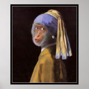 Póster Chimpancé Con La Perla