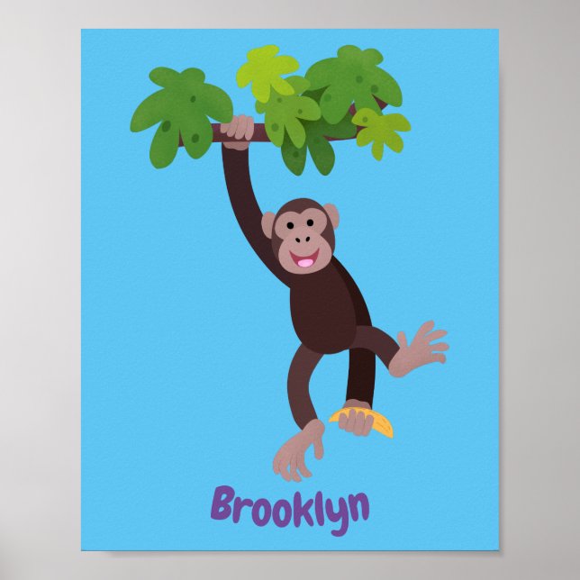 Póster Chimpancé lindo en personalizado colgante de la ju (Frente)