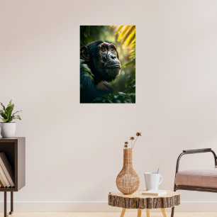Póster Chimpancé reflexivo en la jungla