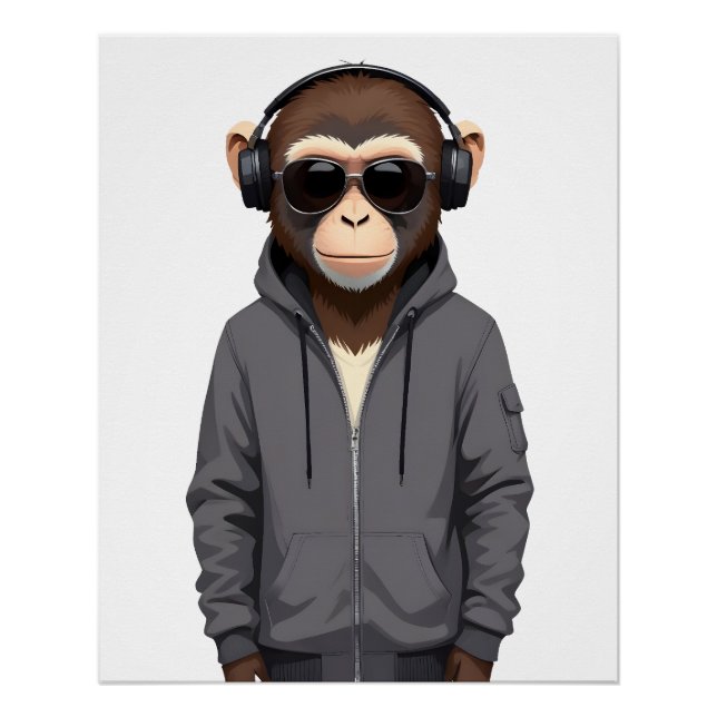 Póster Chimpanzee con el vector animal Hoodie Funny Guay (Anverso)
