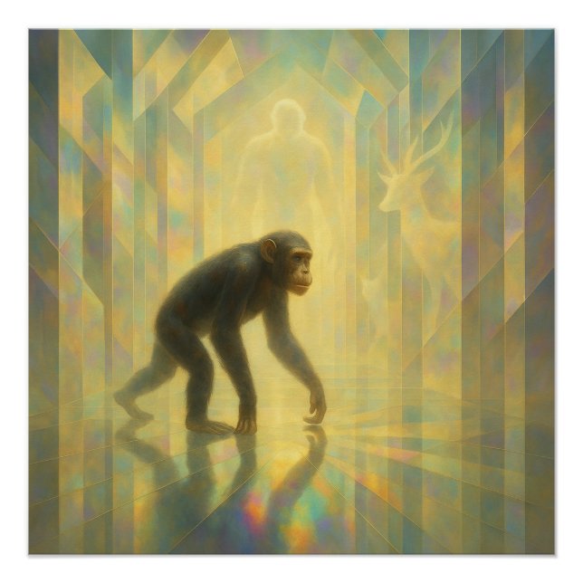 Póster Chimpanzee in the Prism Light Hall – GeoWild Art (Anverso)