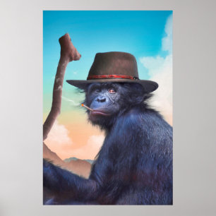 PÓSTER CHIMPANZEE MONKEY CHIMPIANNA JONES