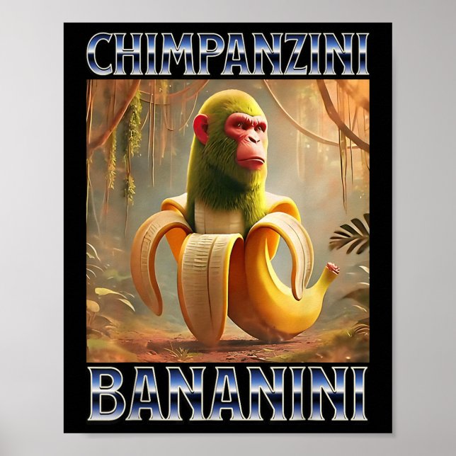 Póster Chimpanzini Bananini - Meme de Brainrot italiano (Frente)
