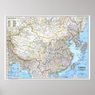 Póster China: 1991/hoy - Mapa de pared clásico detallado