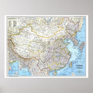 Póster China: 1991/hoy - Mapa de pared clásico detallado