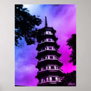 Póster China Antigua Cantón la pagoda florida