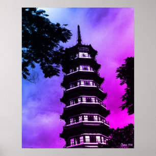 Póster China Antigua Cantón la pagoda florida