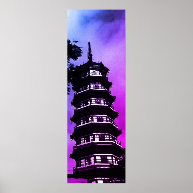 Póster China Antigua Cantón la pagoda florida (Frente)