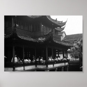 Póster China antigua Shanghai Yuyuan jardín Dianchun hall