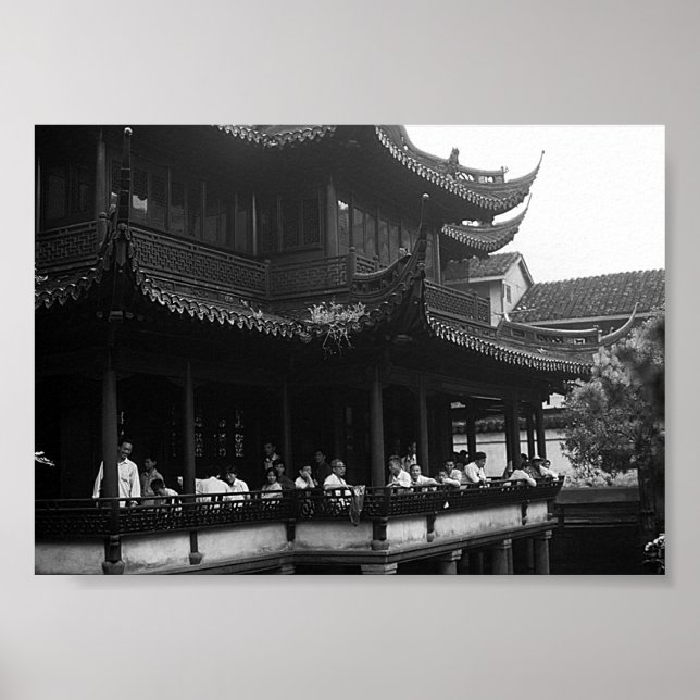 Póster China antigua Shanghai Yuyuan jardín Dianchun hall (Frente)