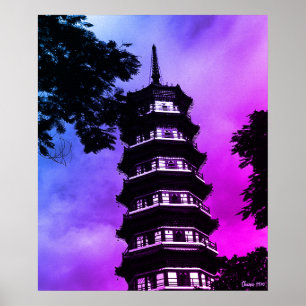Póster China Antiguo Cantón la pagoda florida