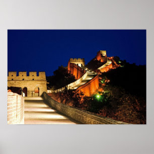 Póster China, Badaling, Gran Muralla, vista de