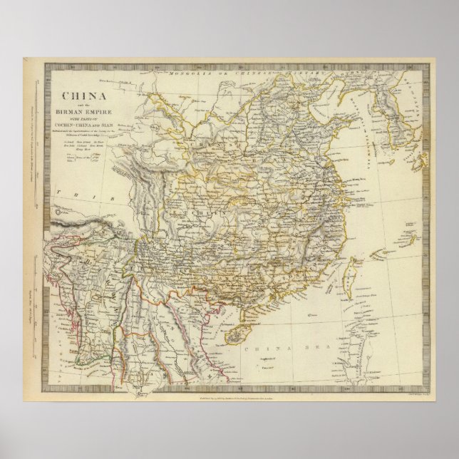 Póster China, Birman Empire, Coch in China, Siam (Frente)